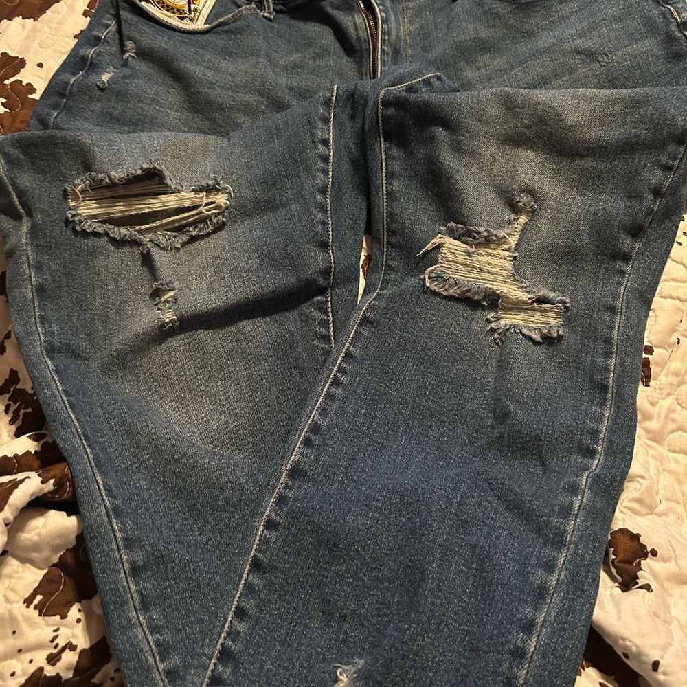 Distressed Blue Jeans